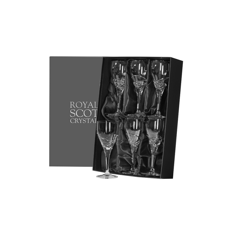 Royal Scot Crystal Skye 6 Wine glasses Presentation boxed